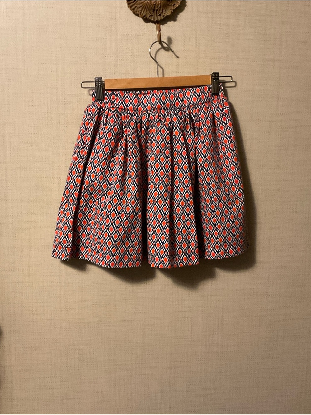 kidpik Coral and Navy Diamond-Print Skater Skirt